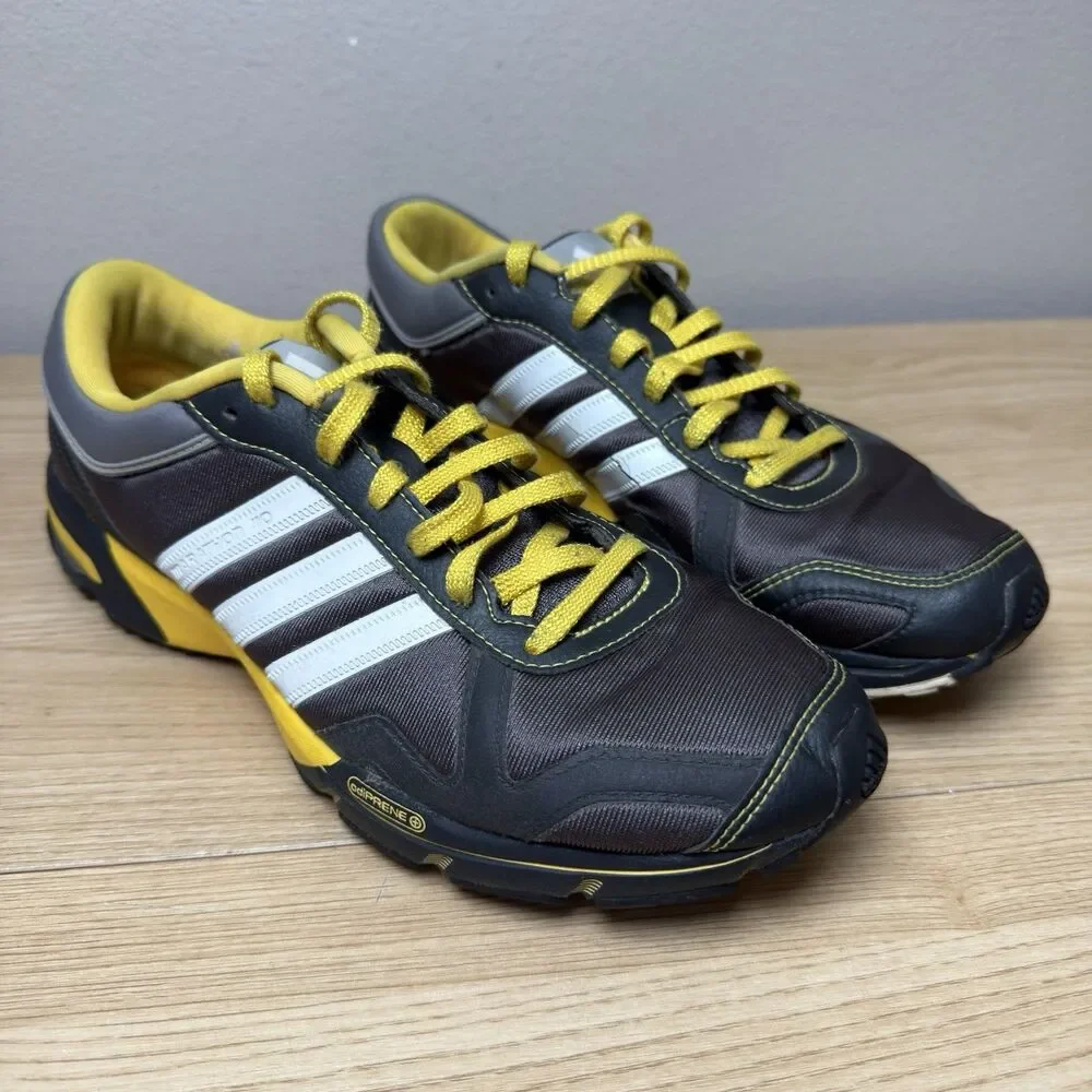 Adidas Marathon 10 Mens Shoes Size 8.5 Yellow Gray Running Workout Hawkeyes Iowa